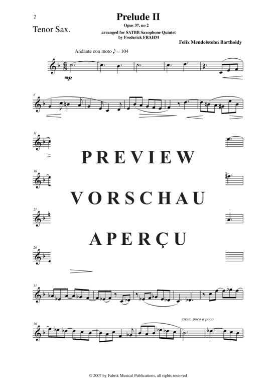 Product gallery: Page 18 of 21 Prelude 2 , , (Saxophone Quintet SATBB)