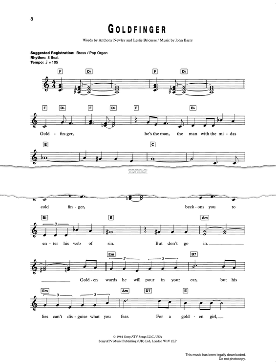 Produktgalerie: Seite 1 von 1 Goldfinger, Shirley Bassey, Gesang, Keyboard