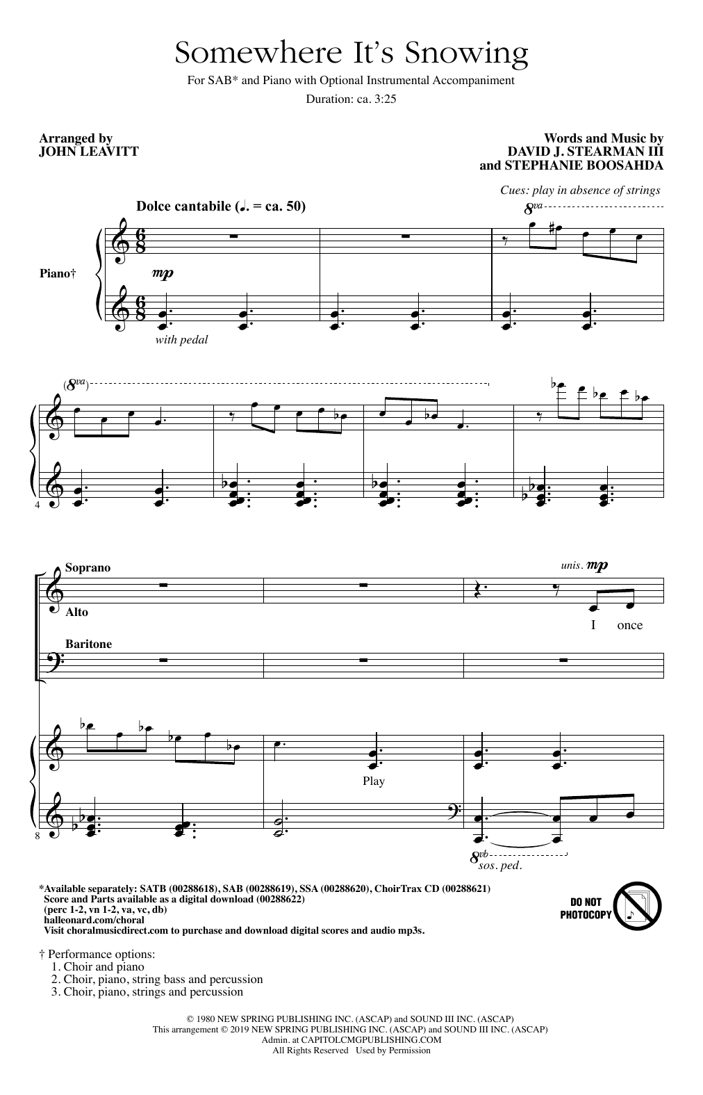 Product picture to: Somewhere It's Snowing (arr. John Leavitt)