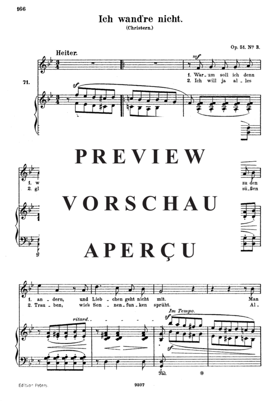 Product gallery: Page 2 of 4 Ich wand're nicht, Op.51 No.3, , High Voice and Piano