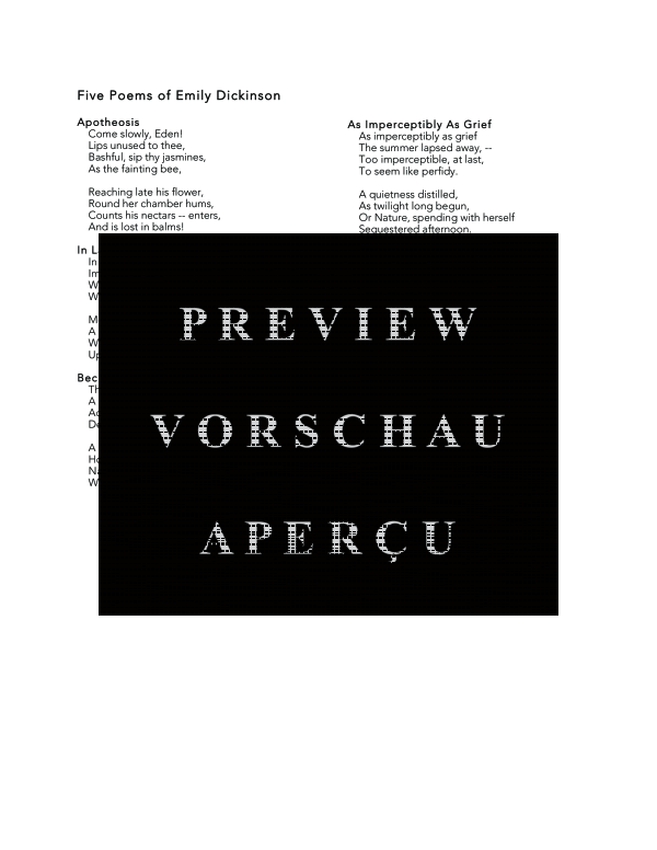 Produktgalerie: Seite 5 von 11 Five Poems of Emily Dickinson, , (Gesang und Klarinette)