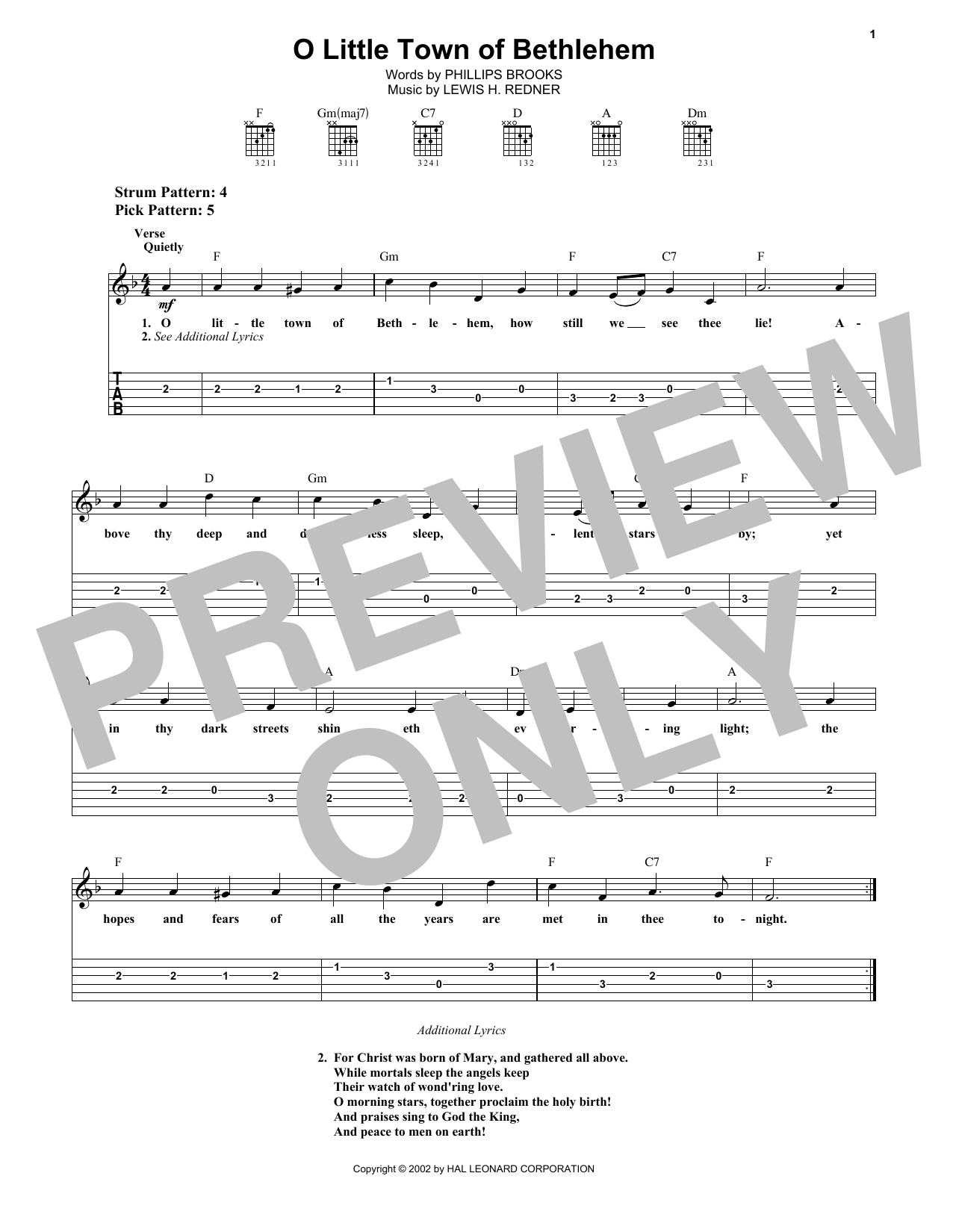 Product gallery: Page 1 of 1 O Little Town Of Bethlehem, Lewis H. Redner