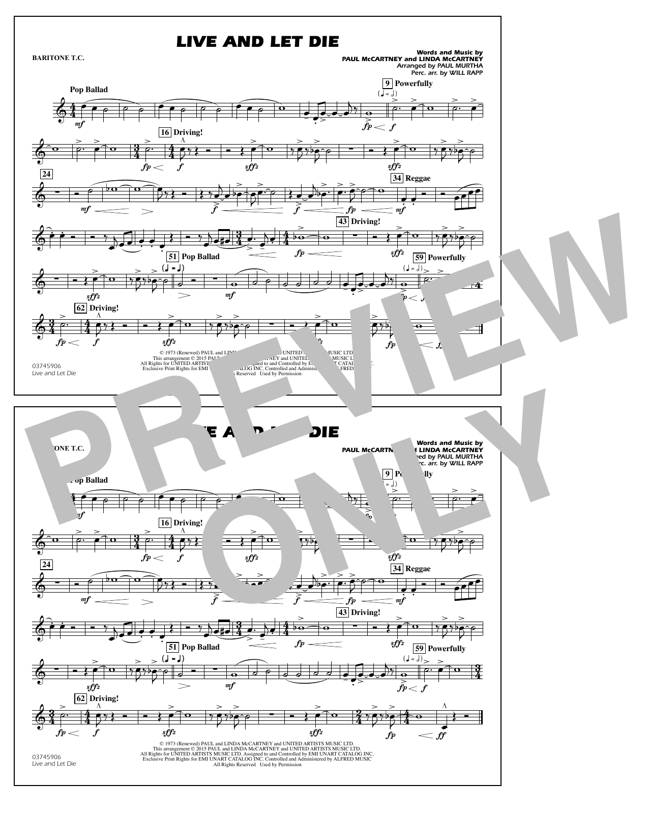 Product picture to: Live and Let Die - Baritone T.C.