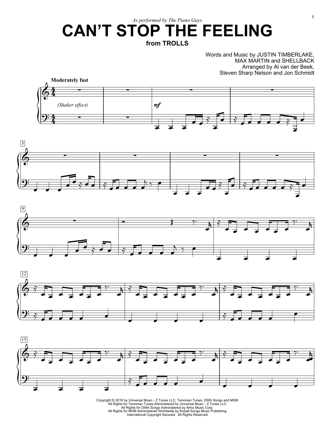 Product gallery: Page 1 of 1 Can't Stop The Feeling, The Piano Guys