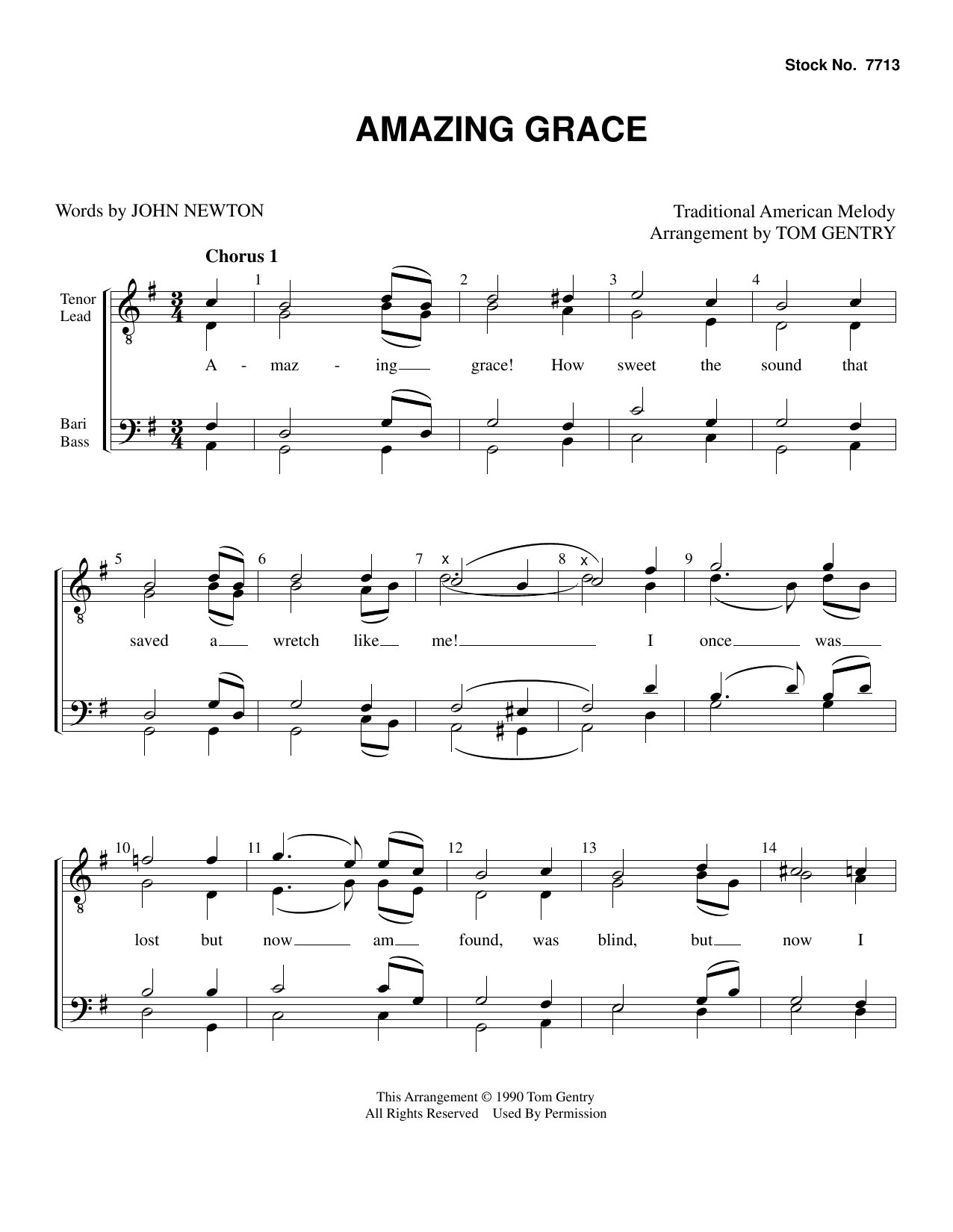 Product gallery: Page 1 of 1 Amazing Grace (arr. Tom Gentry), Traditional American Melody