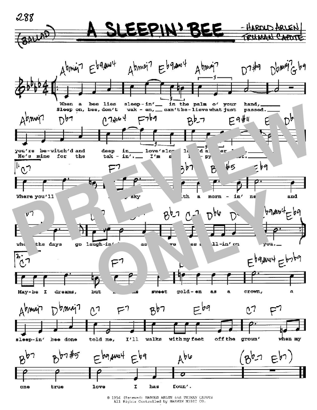 Product gallery: Page 1 of 1 A Sleepin' Bee, Harold Arlen