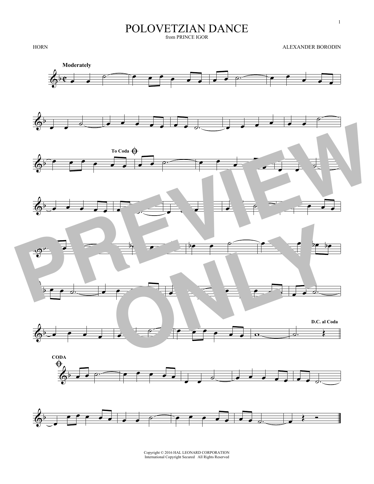 Produktgalerie: Seite 1 von 1 Polovetsian Dances, Alexander Borodin, Horn