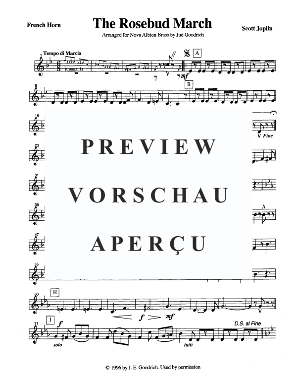 Produktgalerie: Seite 8 von 11 The Rosebud March, , Blechbläser Quintett