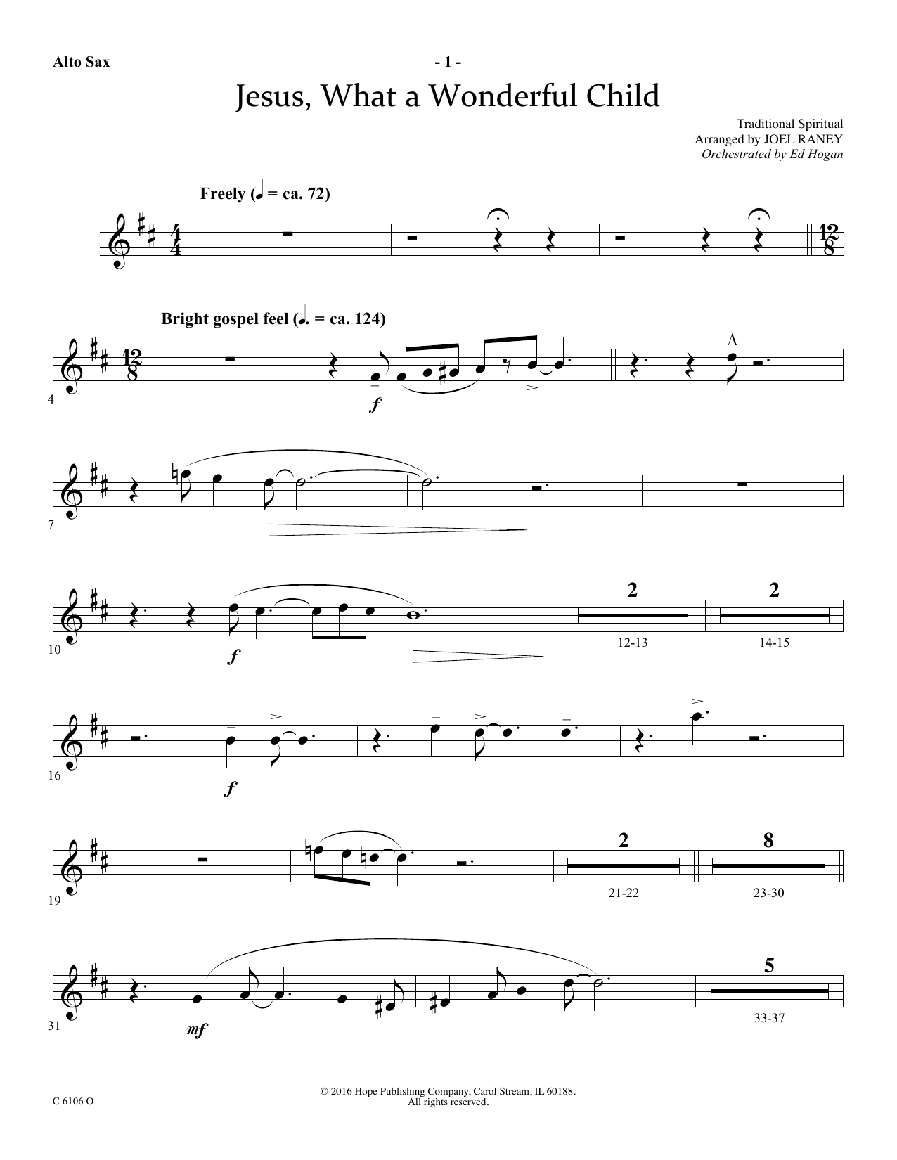 Product picture to: Jesus, What a Wonderful Child - Alto Sax
