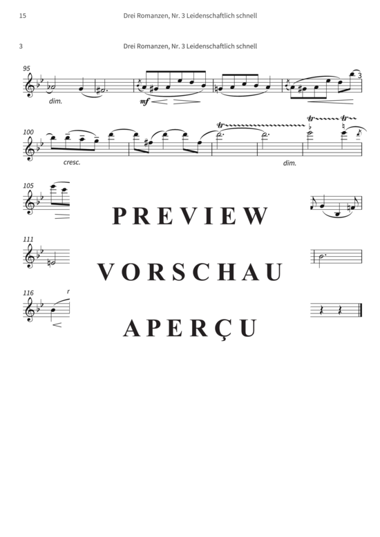 gallery: Drei Romanzen, Nr. 3 Leidenschaftlich schnell - op. 22 III, Joseph Joachim freundschaftlichst gewidmet , , (Violine + Klavier)