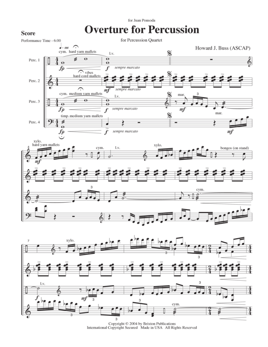 Product picture to: Overture for Percussion Howard J. Buss