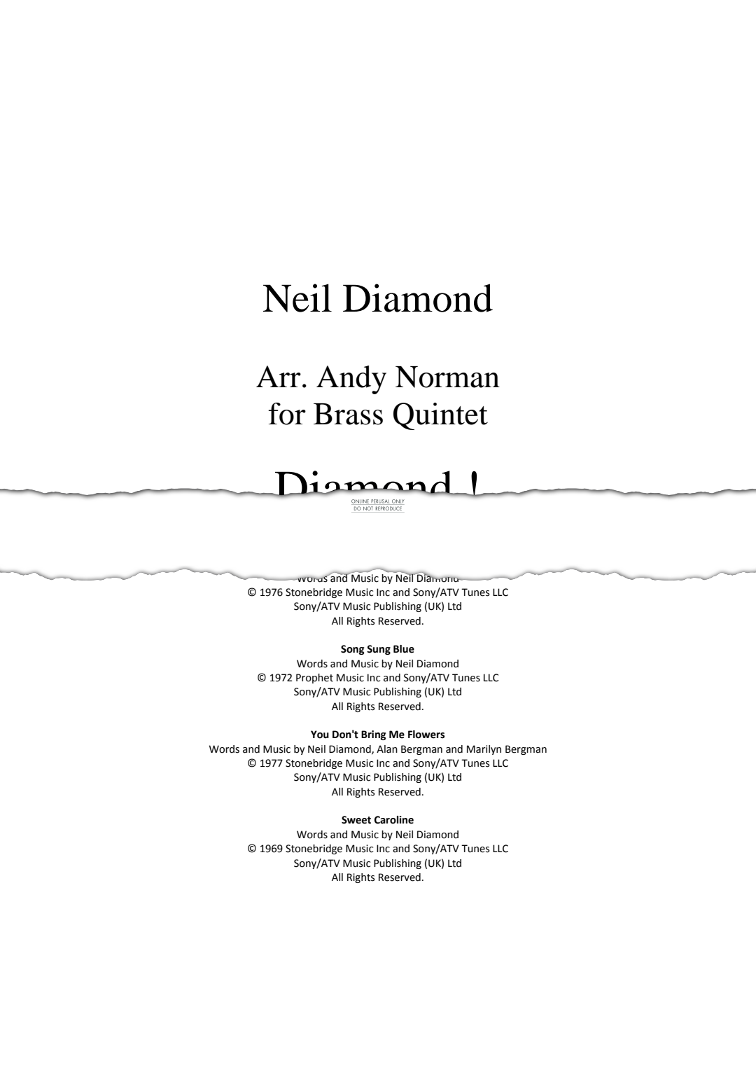 Product picture to: Diamond! (Neil Diamond Medley)