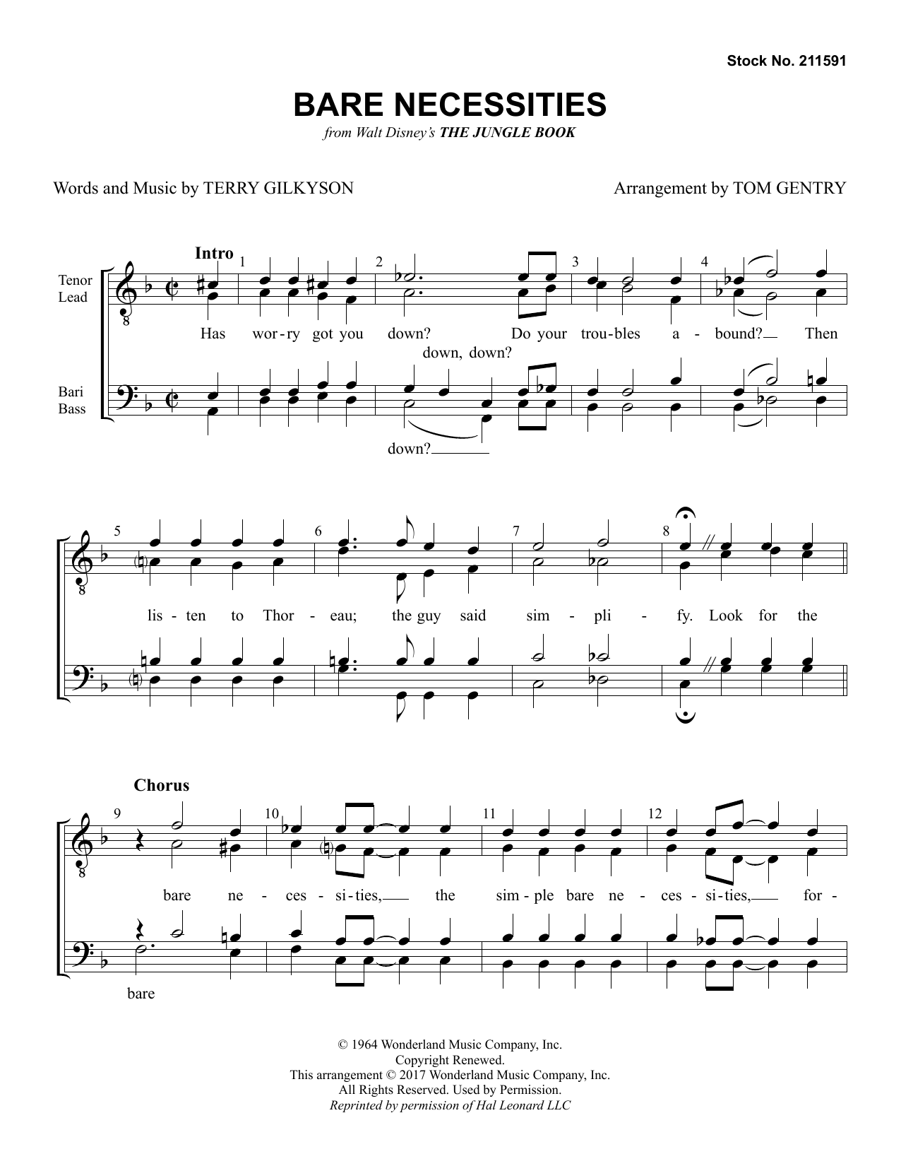 Product picture to: Bare Necessities (from The Jungle Book) (arr. Tom Gentry)