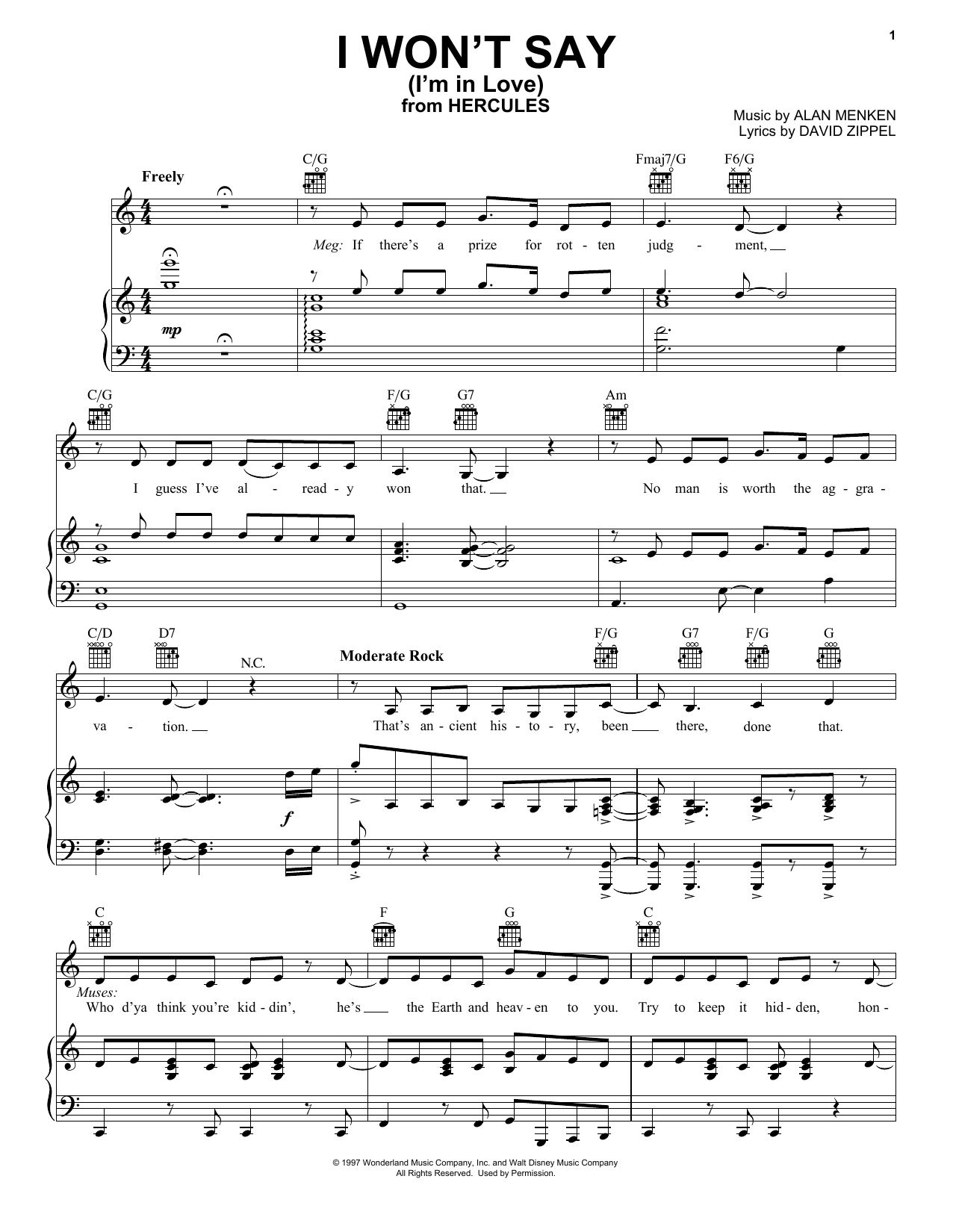 Produktbild zu: I Won't Say (I'm In Love) (from Disney's Hercules)