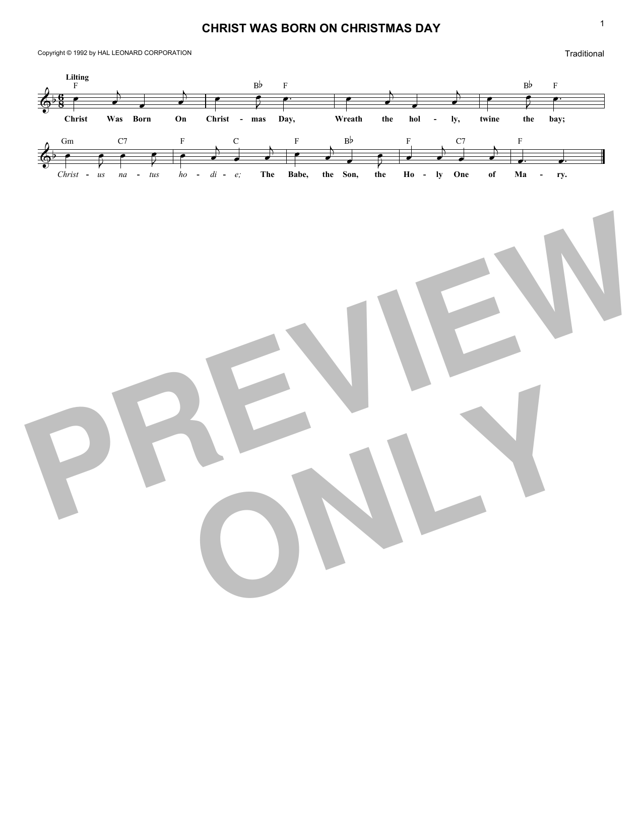 Product gallery: Page 1 of 1 Christ Was Born On Christmas Day, Traditional