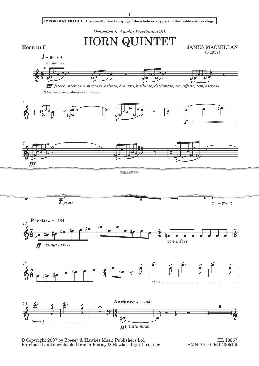 Produktgalerie: Seite 1 von 1 Horn Quintet, James MacMillan, Horn