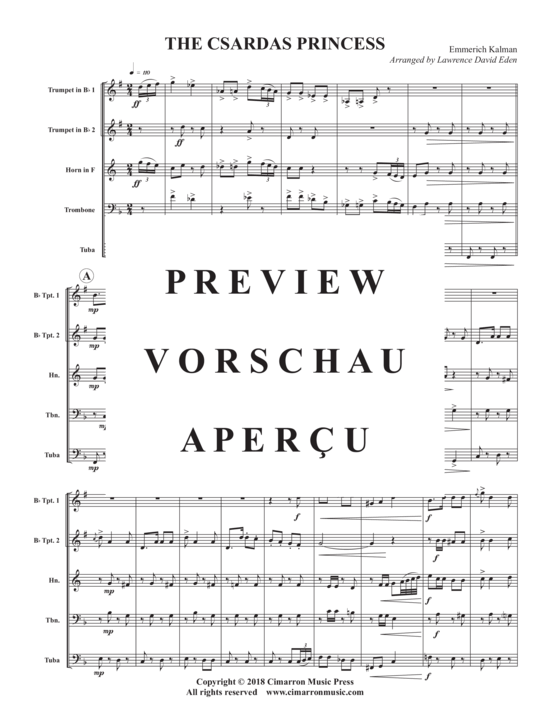 Produktgalerie: Seite 3 von 10 The Csardas Princess , , (Blechbläser Quintett)