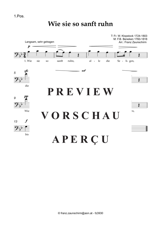 Produktgalerie: Seite 6 von 10 Wie sie so sanft ruhn (Blechbläser Quartett) , , Tiefe Lage