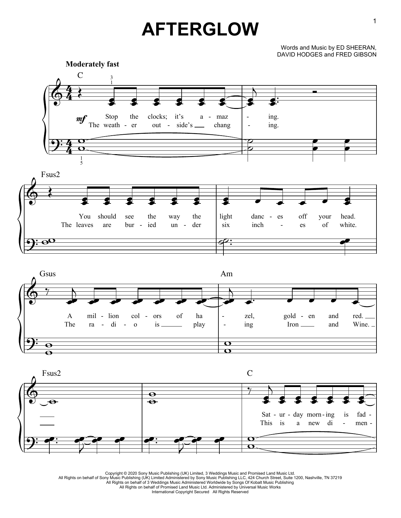 Produktgalerie: Seite 1 von 1 Afterglow, Ed Sheeran, Klavier