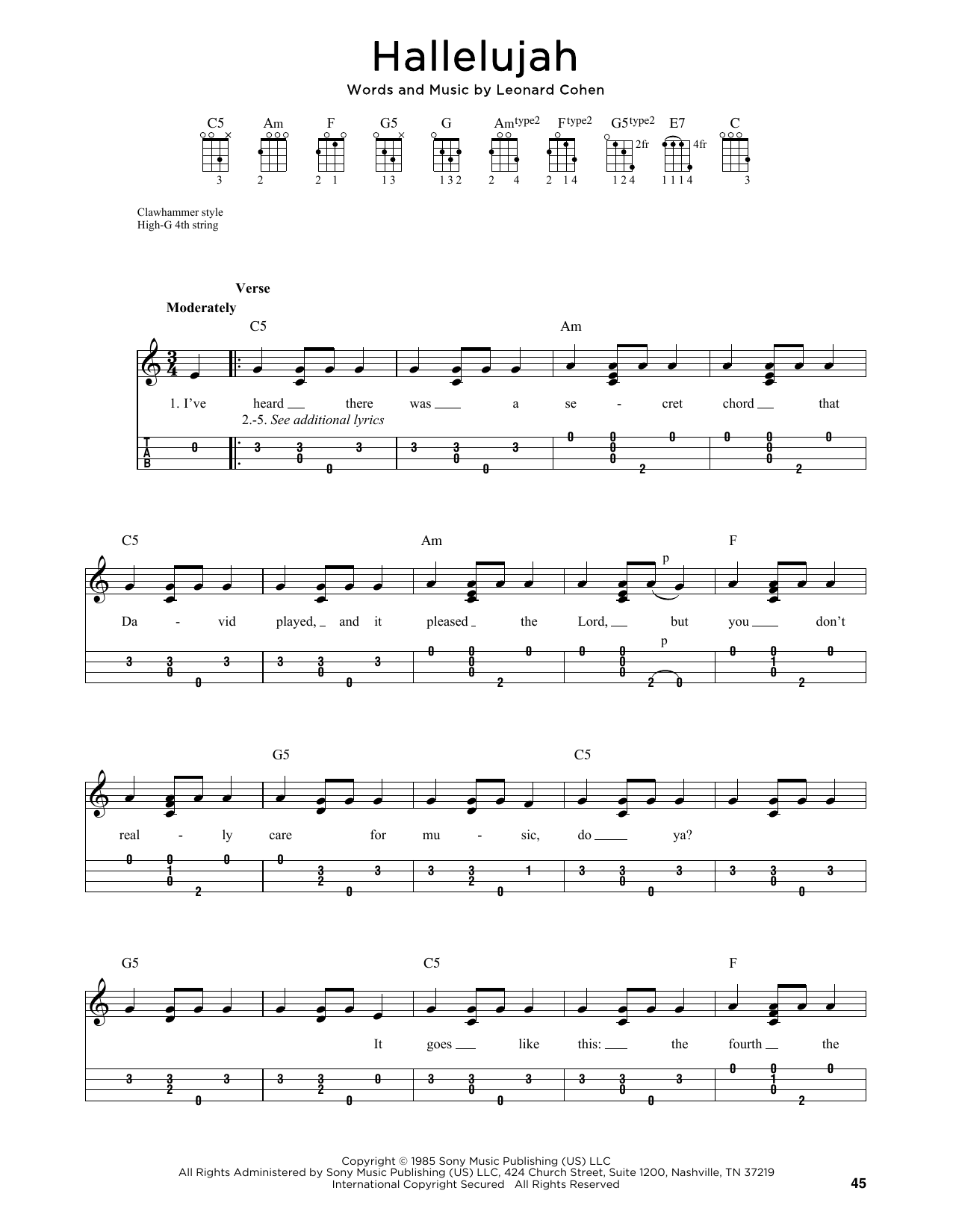 Product gallery: Page 1 of 1 Hallelujah (arr. Jim Schustedt), Leonard Cohen