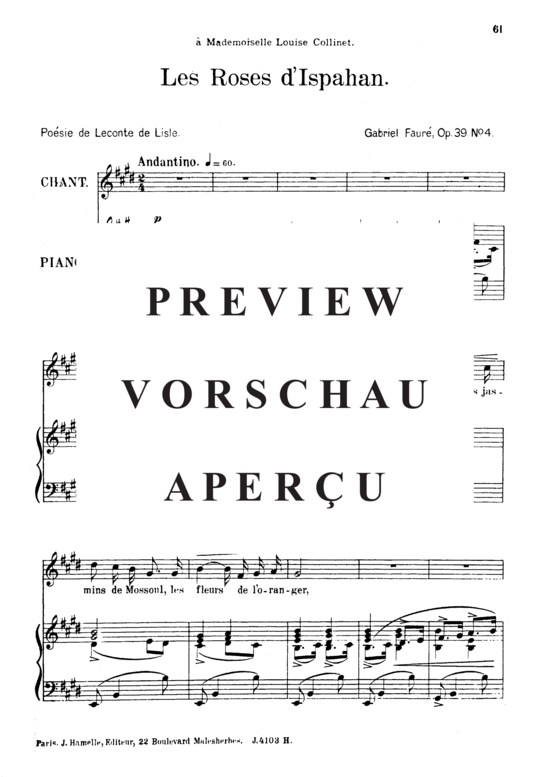 Product gallery: Page 2 of 6 Les roses d'Hispahan Op.39 No.4, , High Voice and Piano