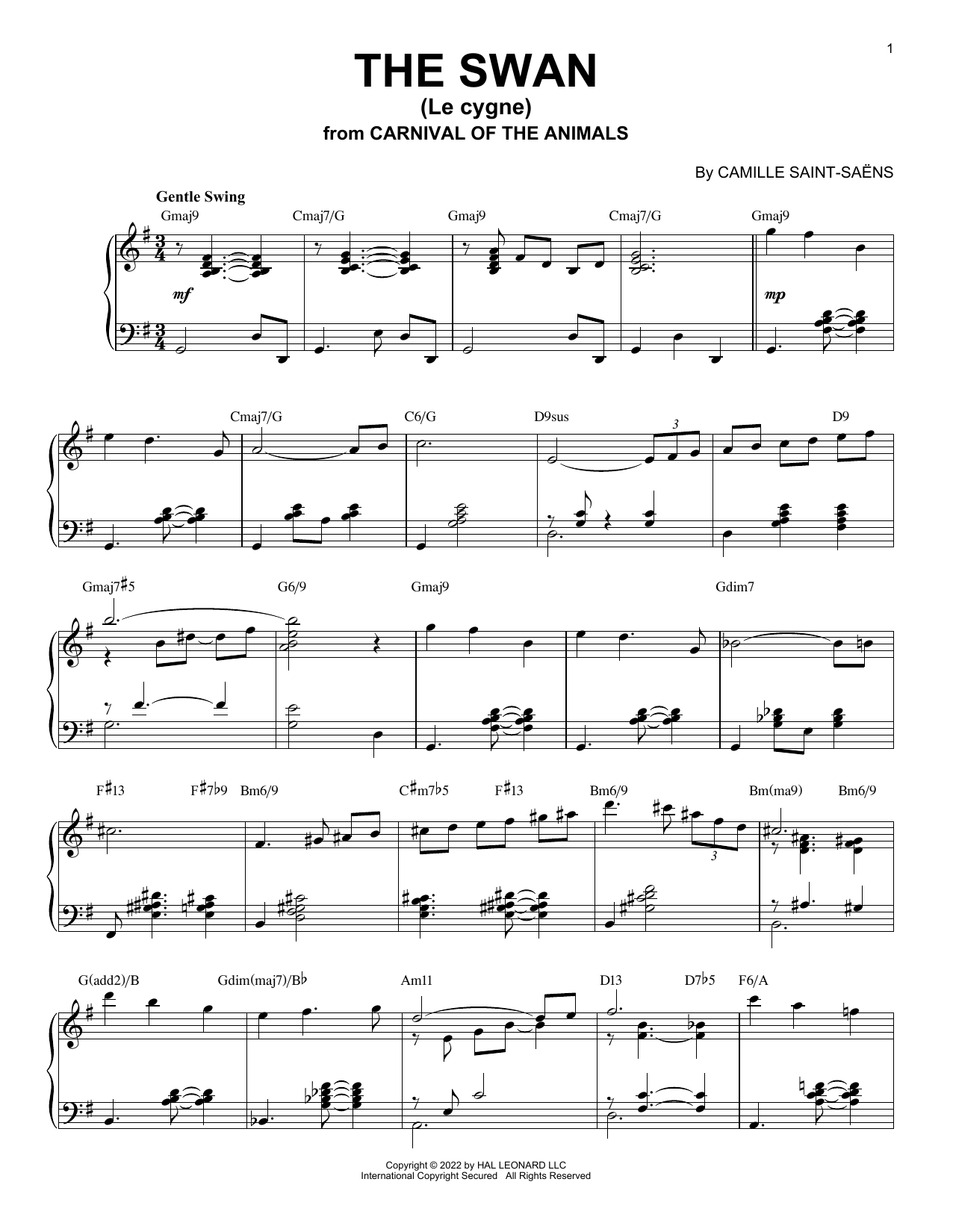 Produktbild zu: The Swan (Le Cygne) [Jazz version] (arr. Brent Edstrom)