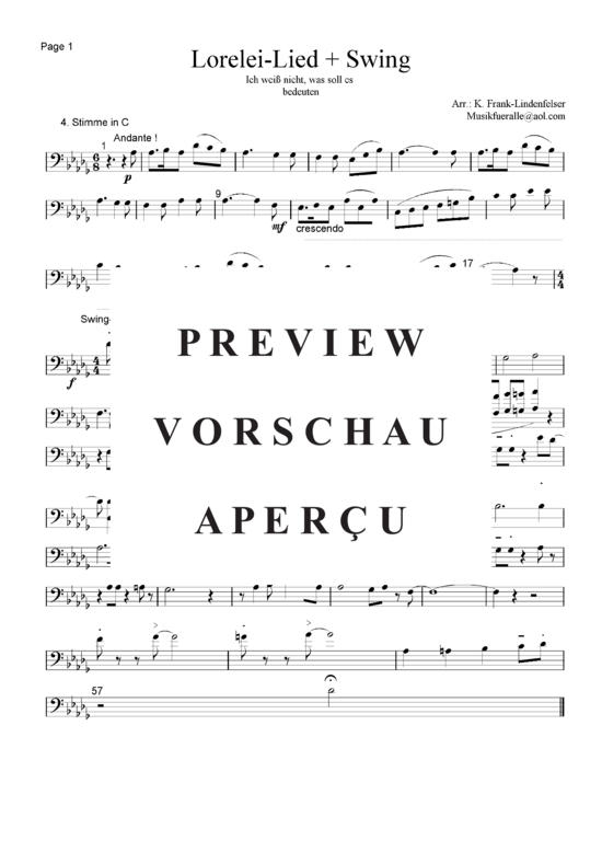 Produktgalerie: Seite 17 von 21 Lorelei-Lied + Swing , , (Blechbläser Quintett - Flexible Besetzung + Schlagzeug)