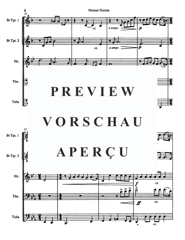 Product gallery: Page 6 of 11 Nessun Dorma, , Brass Quintet
