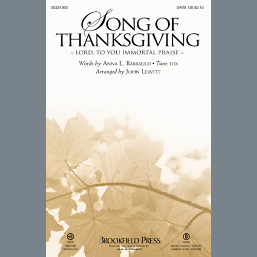 cover: Song Of Thanksgiving (Lord, to You Immortal Praise) (arr. John Leavitt), Conrad Kocher