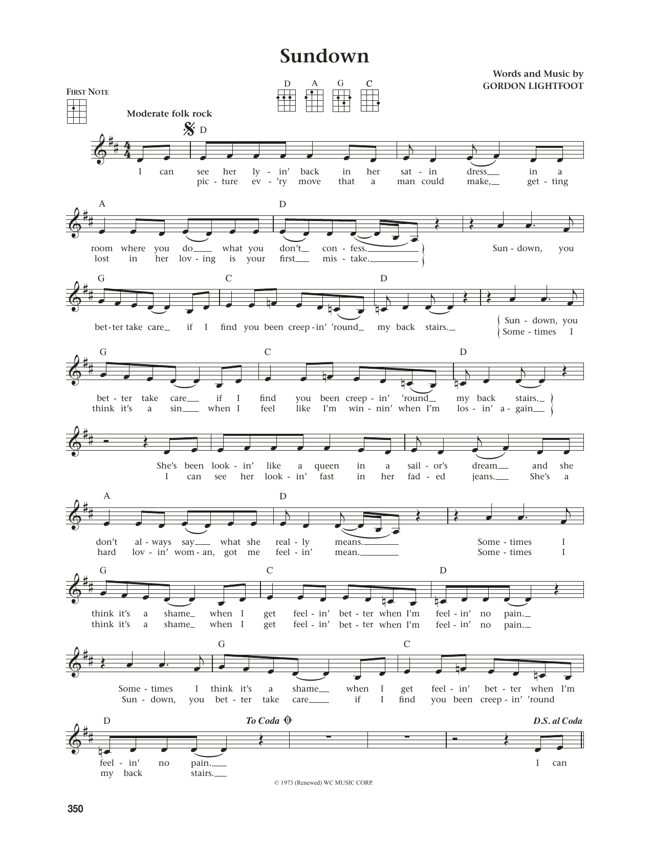 Produktgalerie: Seite 1 von 1 Sundown (from The Daily Ukulele) (arr. Jim Beloff), Gordon Lightfoot, Ukulele