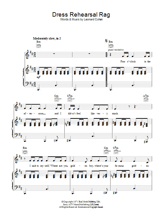 Produktgalerie: Seite 1 von 1 Dress Rehearsal Rag, Leonard Cohen, Gesang, Gitarre, Klavier