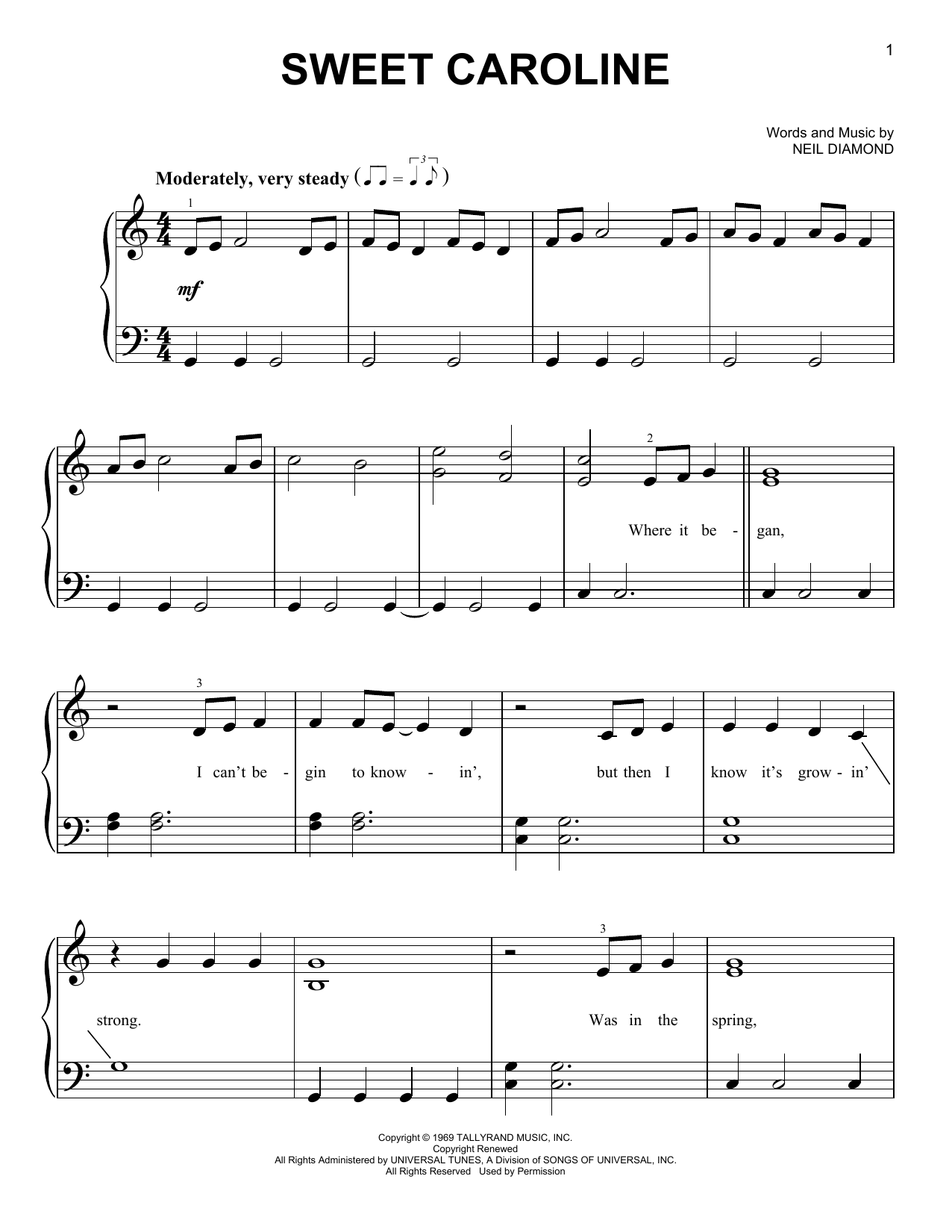 Produktgalerie: Seite 1 von 1 Sweet Caroline, Neil Diamond, Klavier