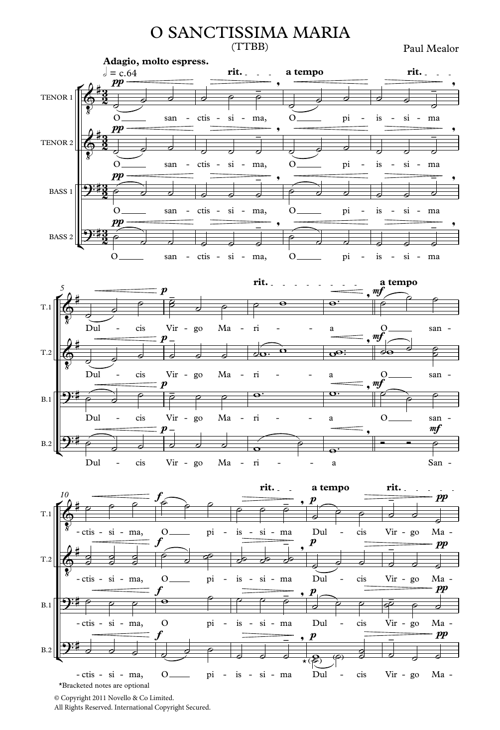 Product gallery: Page 1 of 1 O Sanctissima Maria, Paul Mealor