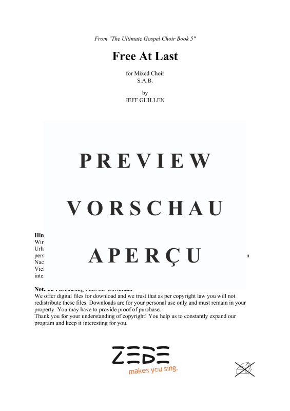 Produktgalerie: Seite 2 von 11 Free At Last, , Gemischter Chor SAB und Klavier