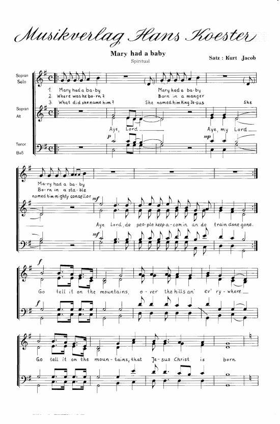 gallery: Mary Had a Baby , , (soprano solo + mixed choir)