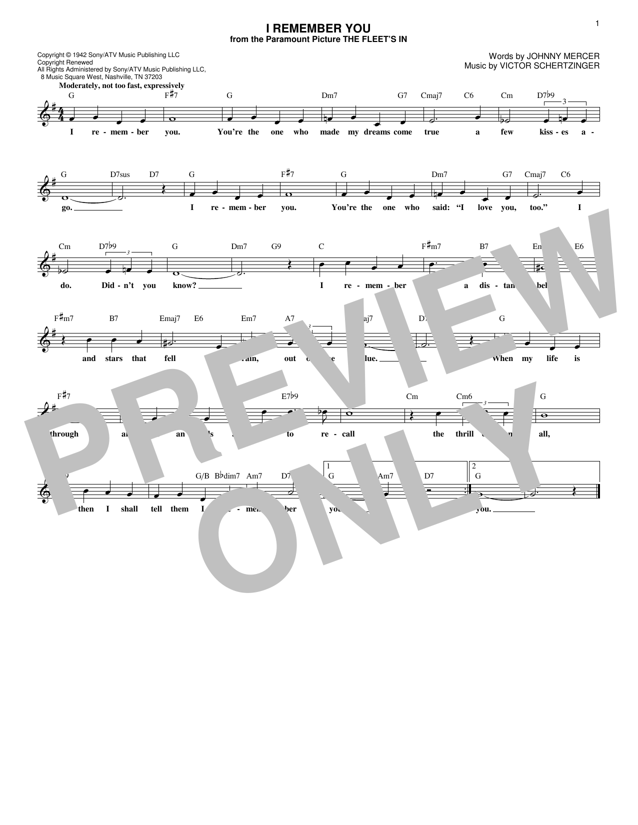 Product gallery: Page 1 of 1 I Remember You, Johnny Mercer