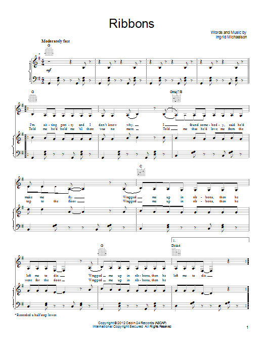 Produktgalerie: Seite 1 von 1 Ribbons, Ingrid Michaelson, Gesang, Gitarre, Klavier