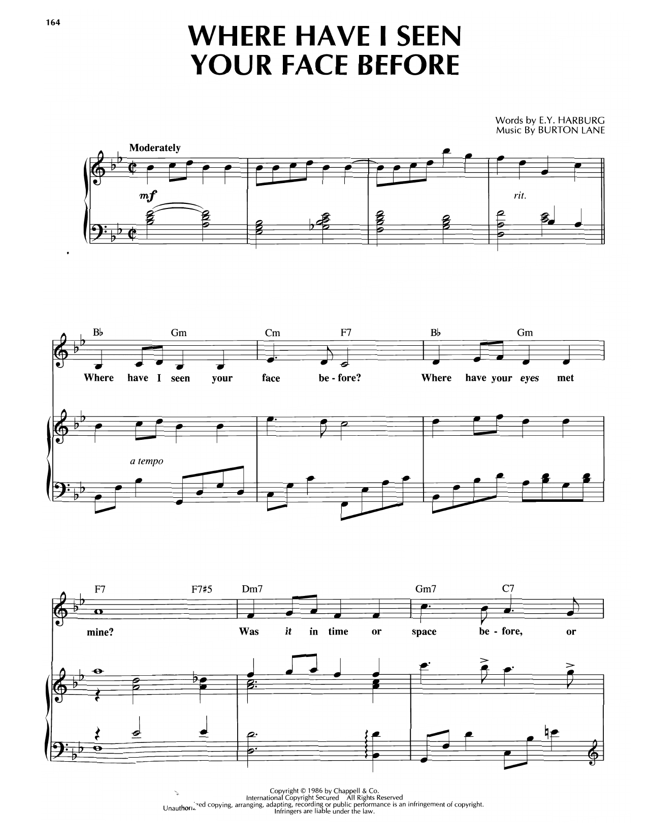 Produktgalerie: Seite 1 von 1 Where Have I Seen Your Face Before, Burton Lane, Gesang, Gitarre, Klavier