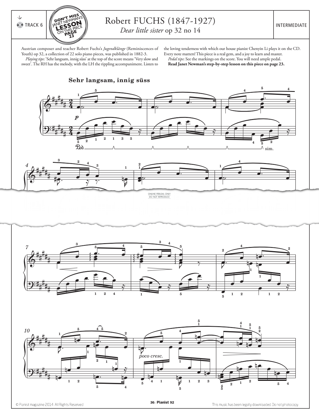 Product gallery: Page 1 of 1 Dear Little Sister, Op.32 No.14, Robert Fuchs