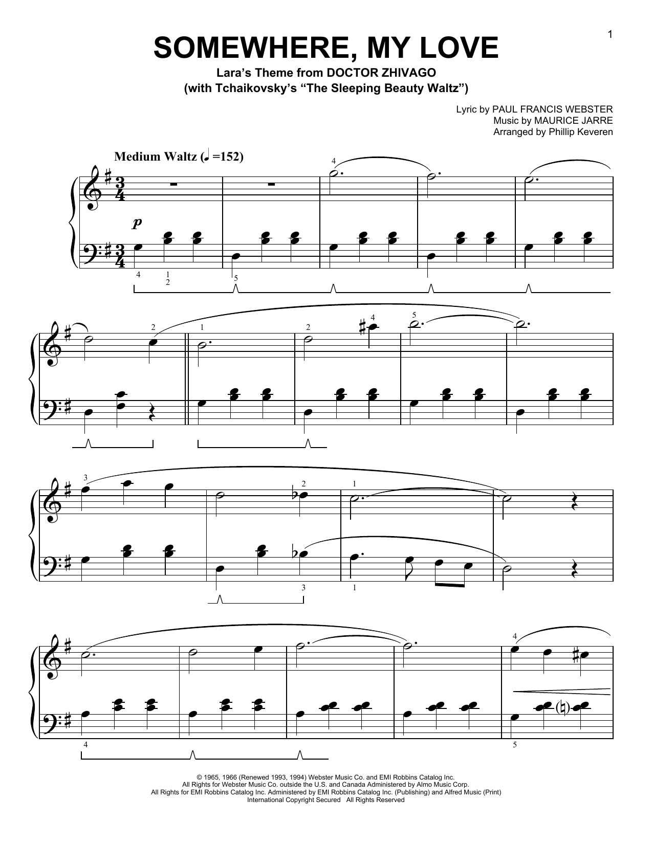Product picture to: Somewhere, My Love [Classical version] (arr. Phillip Keveren)