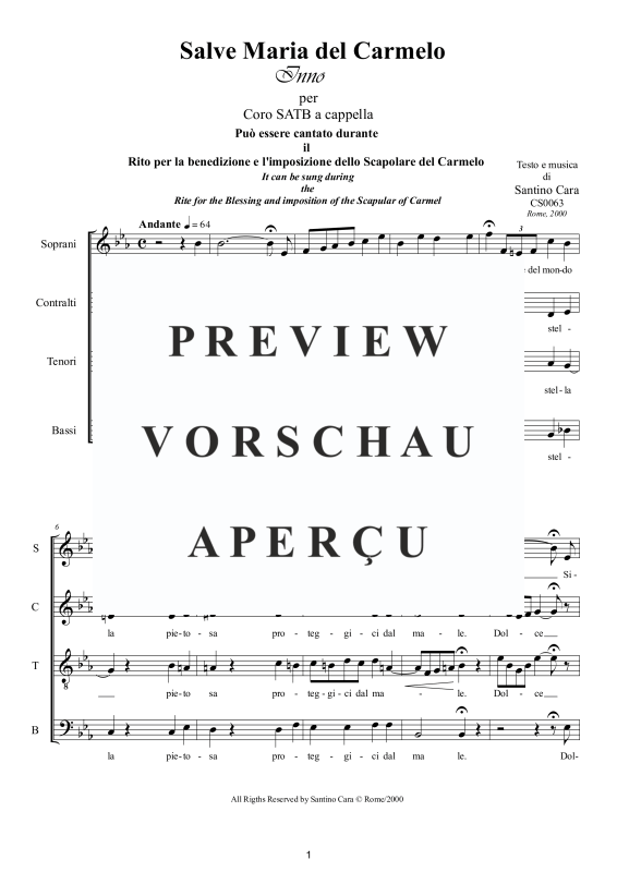 Produktgalerie: Seite 2 von 11 Salve, Maria del Carmelo - Ritus, , Gemischter Chor a capella