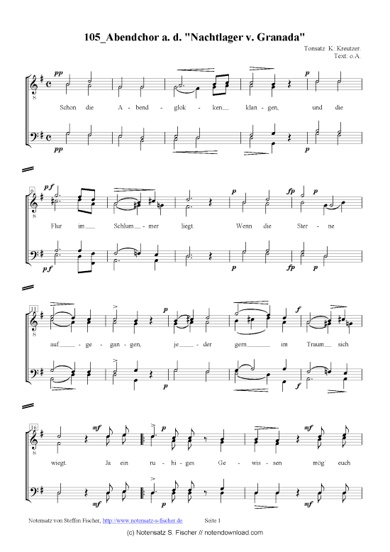 Product picture to: Abendchor a. d. "Nachtlager v. Granada"  K. Kreutzer