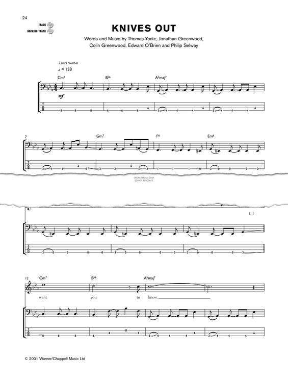 Produktgalerie: Seite 1 von 1 Knives Out, Radiohead, E-Bass