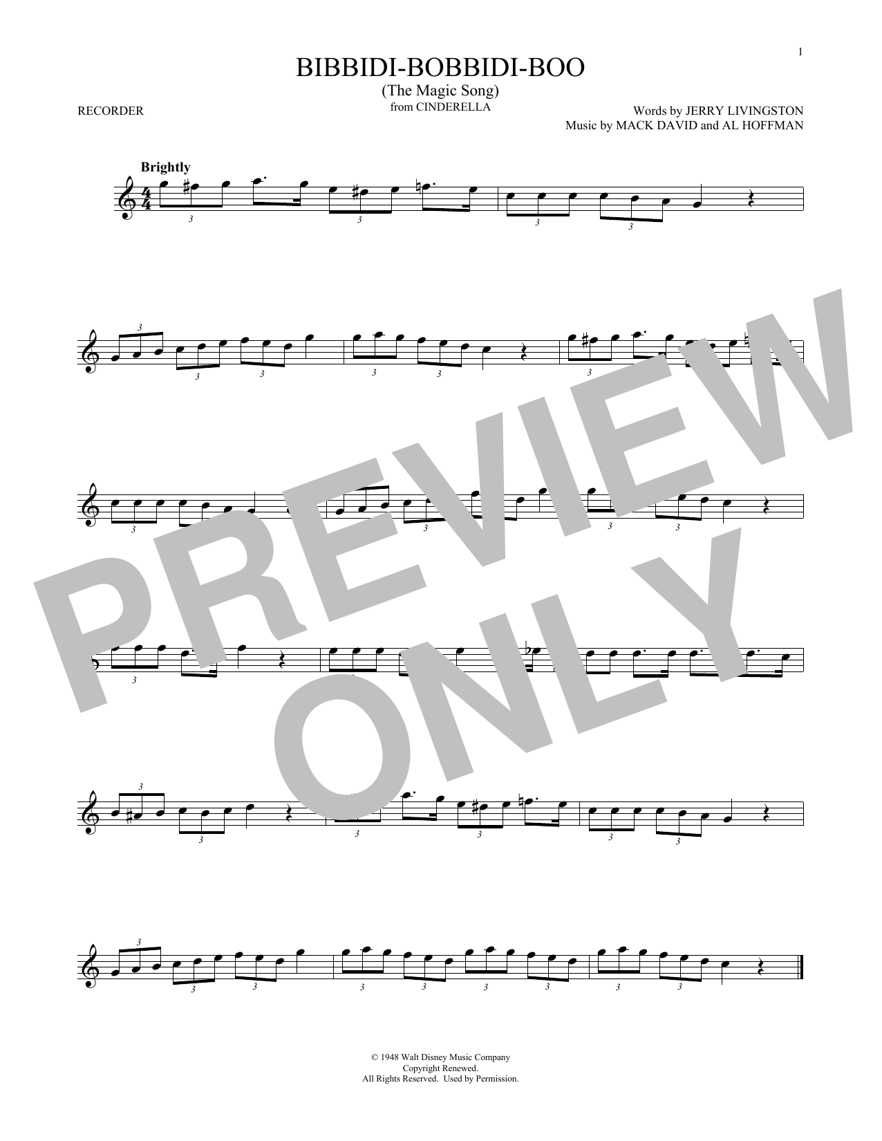 Product gallery: Page 1 of 1 Bibbidi-Bobbidi-Boo (The Magic Song) (from Cinderella), Verna Felton