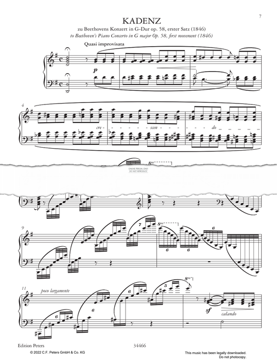 Produktgalerie: Seite 1 von 1 Cadenza to Beethoven's Piano Concerto in G Major Op.58, first movement, Clara Schumann, Klavier