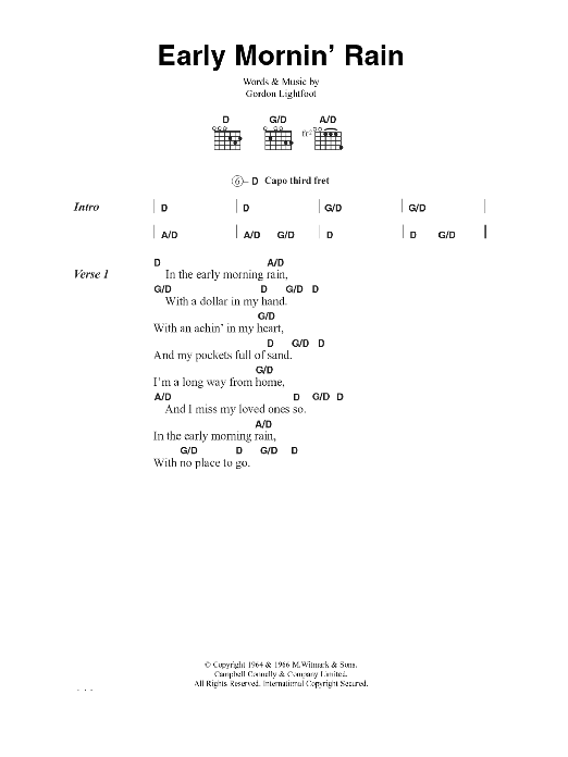 Produktgalerie: Seite 1 von 1 Early Mornin' Rain, Gordon Lightfoot, Gitarre