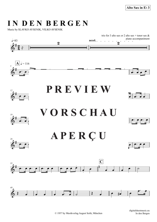 Product gallery: Page 15 of 21 In Den Bergen (Saxophon Trio AAA(T) , Avsenik, Slavko,  + piano)