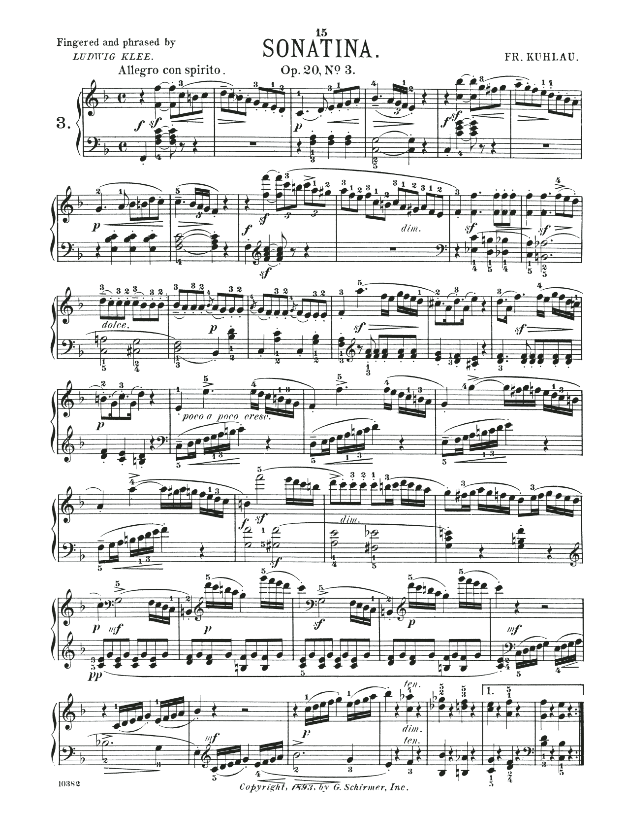 Produktbild zu: Sonatina In F Major, Op. 20, No. 3