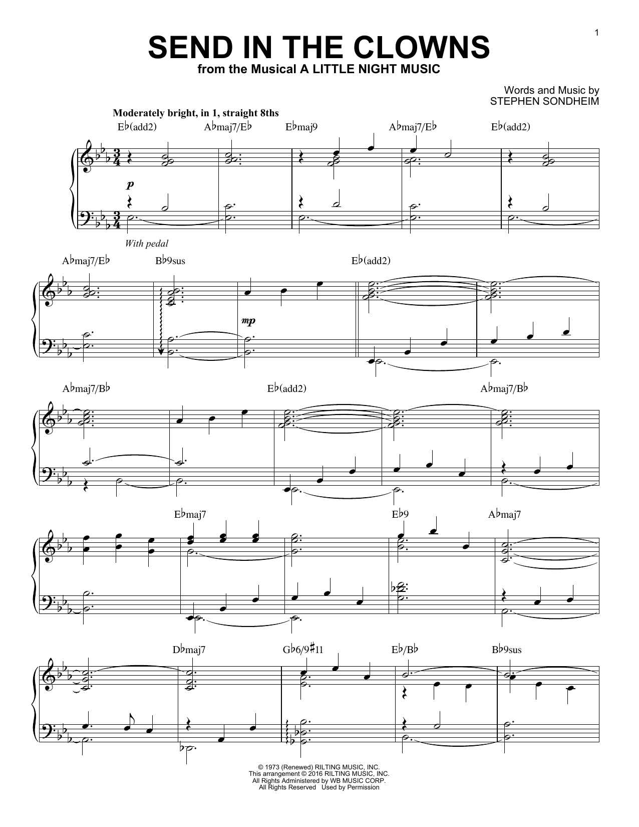 Product gallery: Page 1 of 1 Send In The Clowns [Jazz version] (arr. Brent Edstrom), Stephen Sondheim