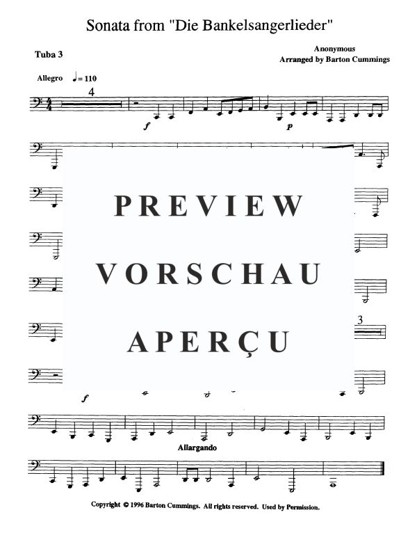 Produktgalerie: Seite 11 von 11 Sonata from "Die Bänkelsängerlieder", , Tuba Quintett EETTT